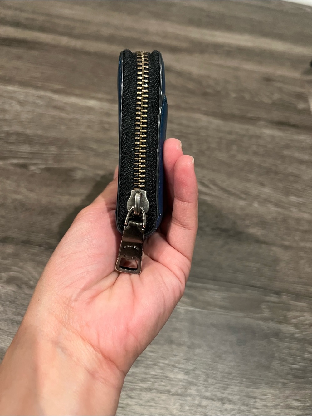 Coach F75222 Zip-Around Perforated Leather Wallet in Blue - Picture 10 of 16